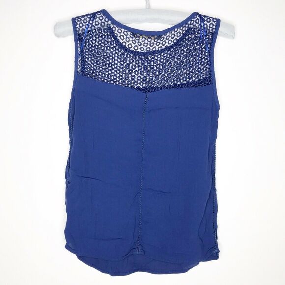 Zara Basic Blue Sleeveless Open Knit Shoulders Top Blouse Size Small S Womens - Picture 2 of 8